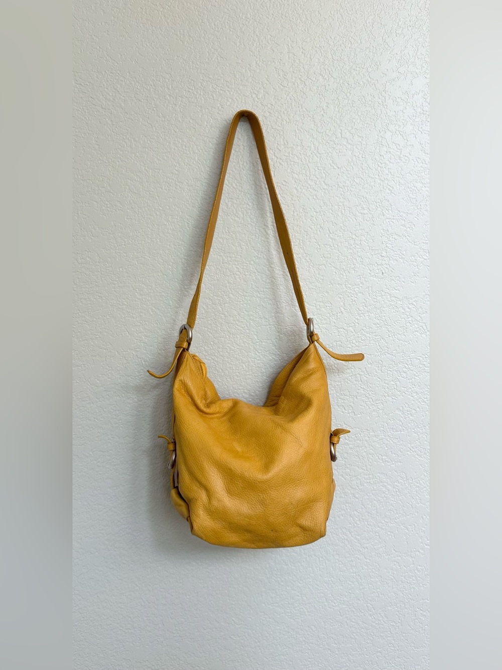 LUPO Barcelona Mustard Yellow Leather Slouchy Hobo Shoulder Bag